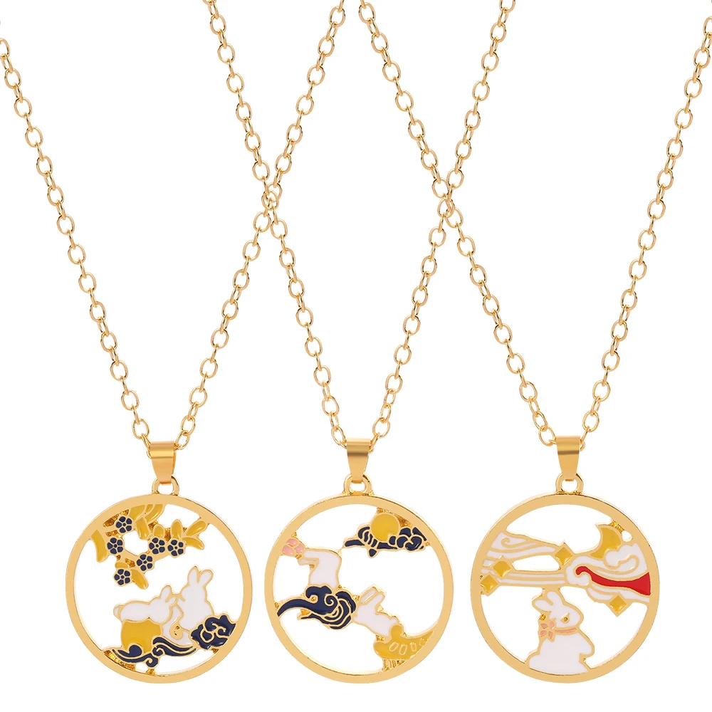 Милое ожерелье с подвеской в виде кролика и облака колье золотого цвета цветком