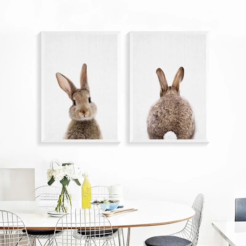 Скандинавский милый кролик фотообои с животными настенные картины для гостиной