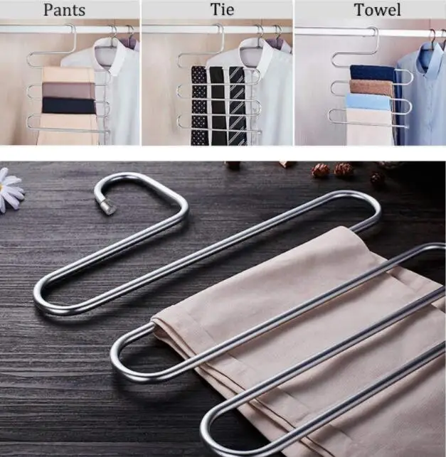 

5 layers S Shape MultiFunctional Clothes Hangers Pants Storage Hangers Cloth Rack Multilayer Storage Cloth Hanger 1PC