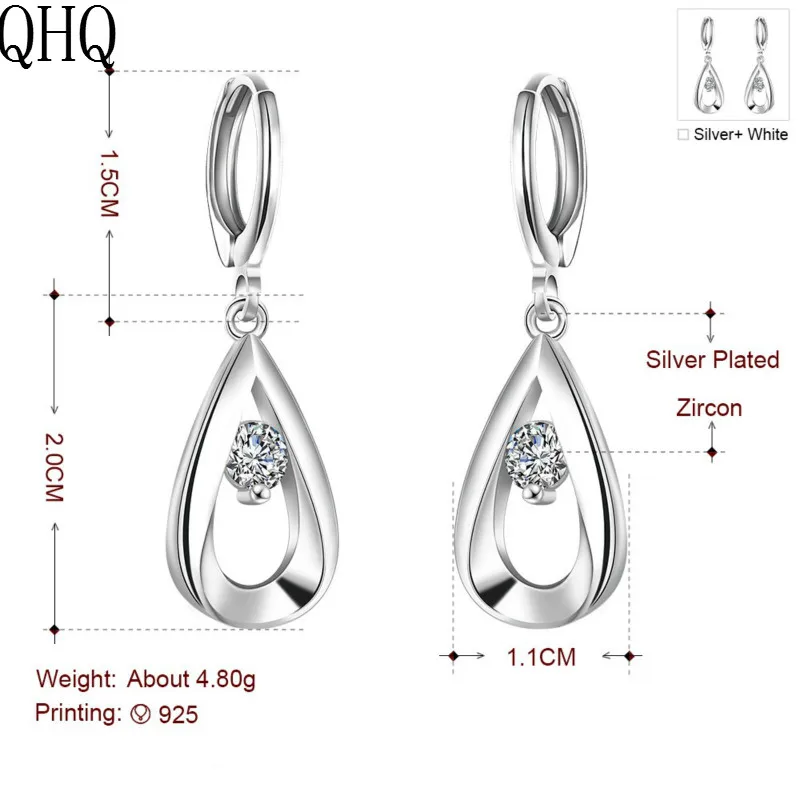QHQ Висячие серьги ювелирные изделия циркония Женские аксессуары кристалл