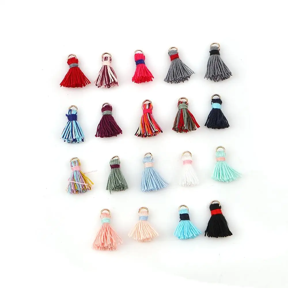 

Doreen Box 20 PCs Cotton Tassel Charms Pendant Gold Color Multicolor Jewelry Accessories 19mm( 6/8") long - 18mm( 6/8") long