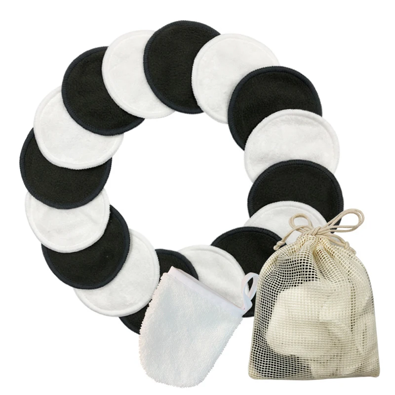 16 шт. многоразовые бамбуковые подкладки для снятия макияжа|Ватные изделия