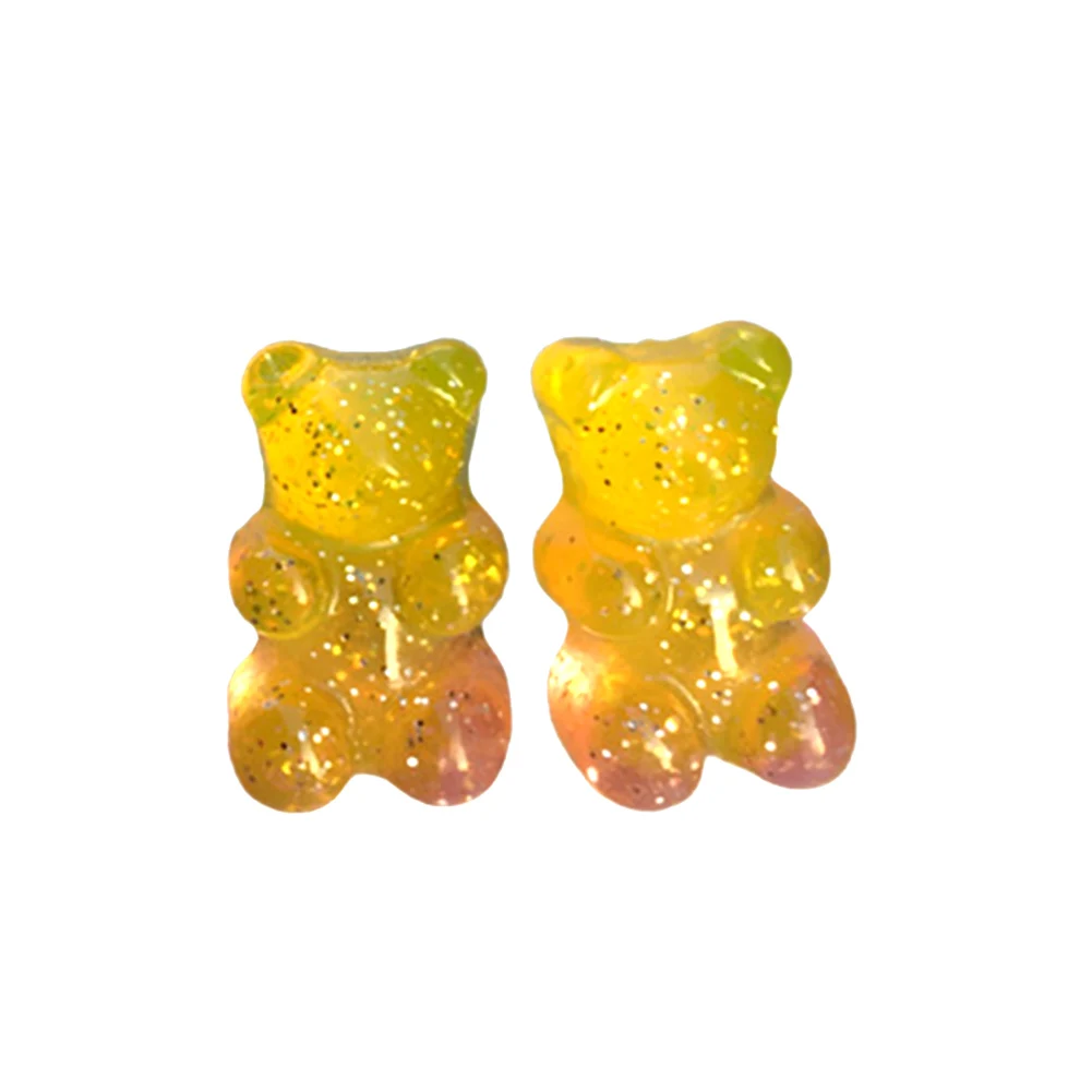 

Fashion Women Candy Color Cartoon Gummy Bear Ear Stud Earrings Cute Funny Transparent Earring Jewelry Decor Accessory Gift