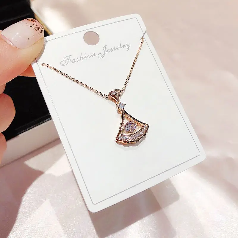 Изысканное Секторное ожерелье с кулоном из розового золота, кубический цирконий, геометрической формы, ожерелье, модные женские ювелирные изделия