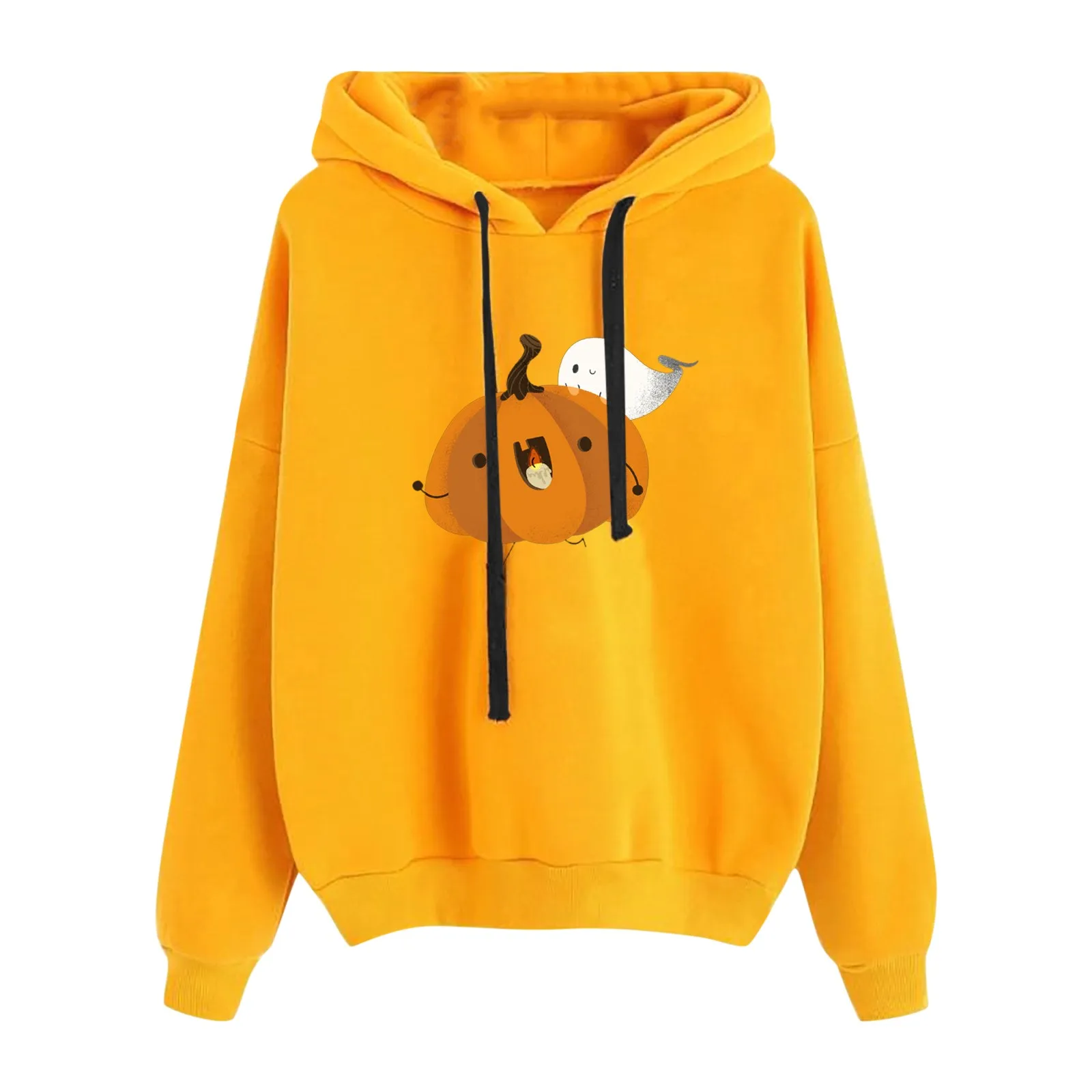 

Funny Cartoon Pumpkin Ghost Print Women's Hoodies Kawaii Casual Fashion Pullovers Long Sleeve Hoodie High Quality Simple Daily