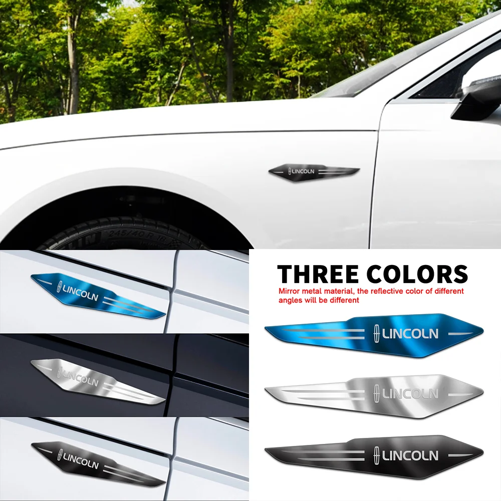 

For Lincoln Aviator MKS MKX Town Nautilus Blackwood Navigator MKZ MKC MKT 2PCS Car 3D Metal Fender Side Rear Trunk Stickers