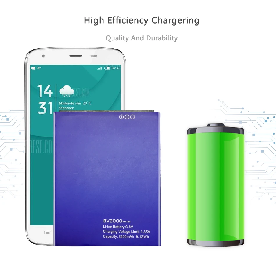 

Mobile Phone Battery For Blackview BV2000 BV2000S 2400mAh with Track Code
