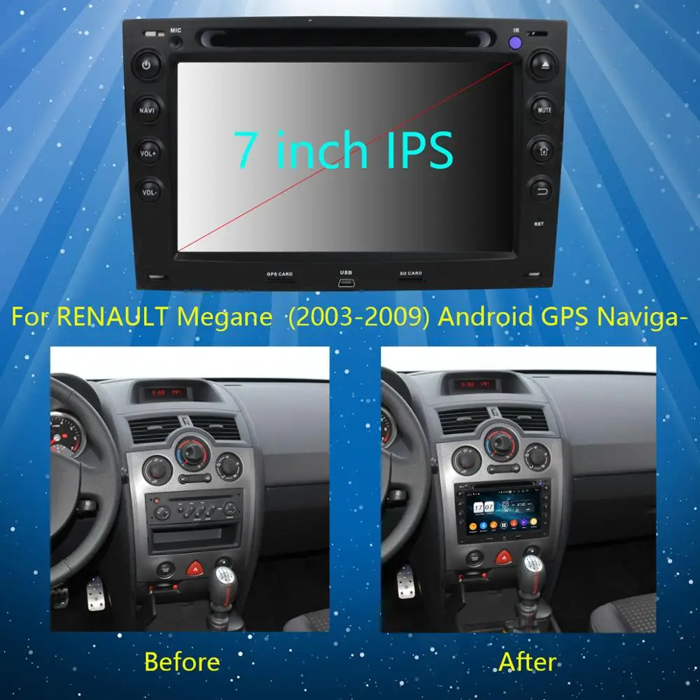 Автомагнитола для Renault Megane 2 ii 7 дюймов IPS 8 ядер 4 Гб ОЗУ + 64 ПЗУ Android 9 0 DVD GPS 2003 2004 2005 2006