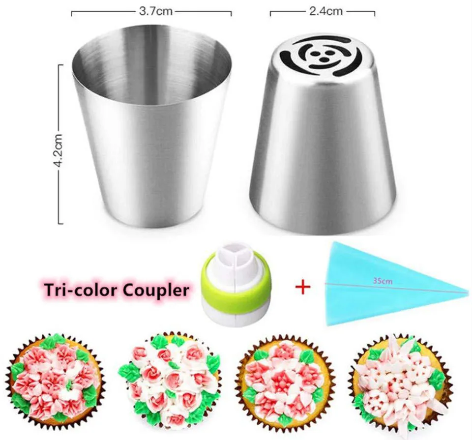 

New Arrivals Russian Flower Cake Decorating Mouth Set for Homemade Dessert Birthday Cake Tools with Disposable Decorating Bag