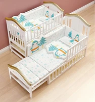 newborn baby crib multifunctional white european style mosaic big bed solid wood cradle bed