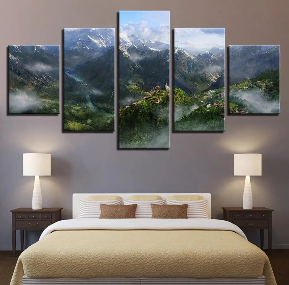 

Modern Canvas Painting Framework HD Printed Office Wall Art Pictures 5 Pieces Natural Scenery Poster Decoration Home Living Room