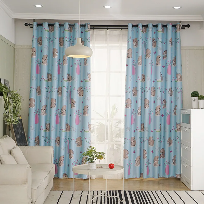 

Modern Minimalist Curtains for Living Dining Room Children's Room Cartoon Blackout Curtain Fabric