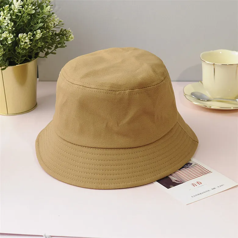 

New Unisex Cotton Bucket Hats Women Summer Sunscreen Panama Hat Men Pure Color Sunbonnet Fedoras Outdoor Fisherman Hat Beach Cap