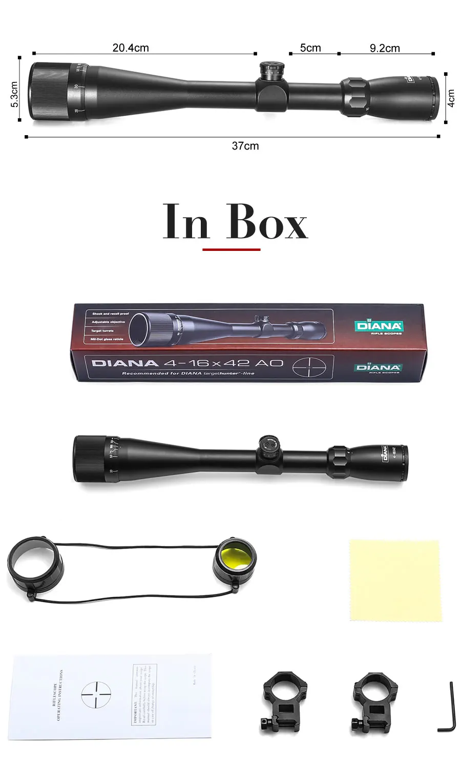 DIANA 4-16X42 AO Riflescope Mil точка сетка винтовка прицелы охотничий прицел Снайперский прицел Luneta Para винтовка страйкбол охота