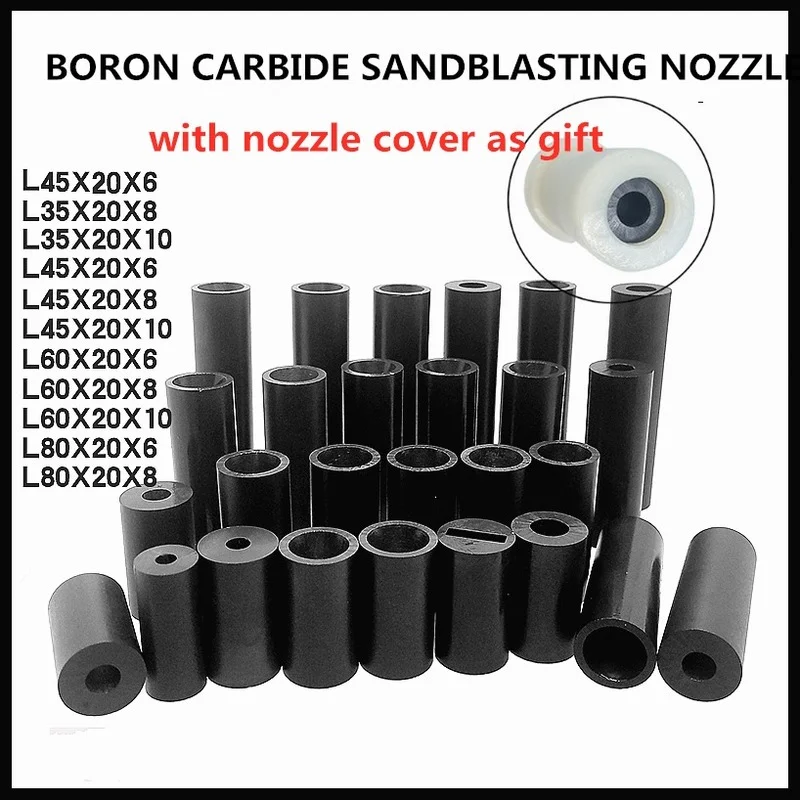

Sandblasting Boron Carbide Nozzle Tip Diameter 3-10mm Length 35-80mm With Nozzle Cover