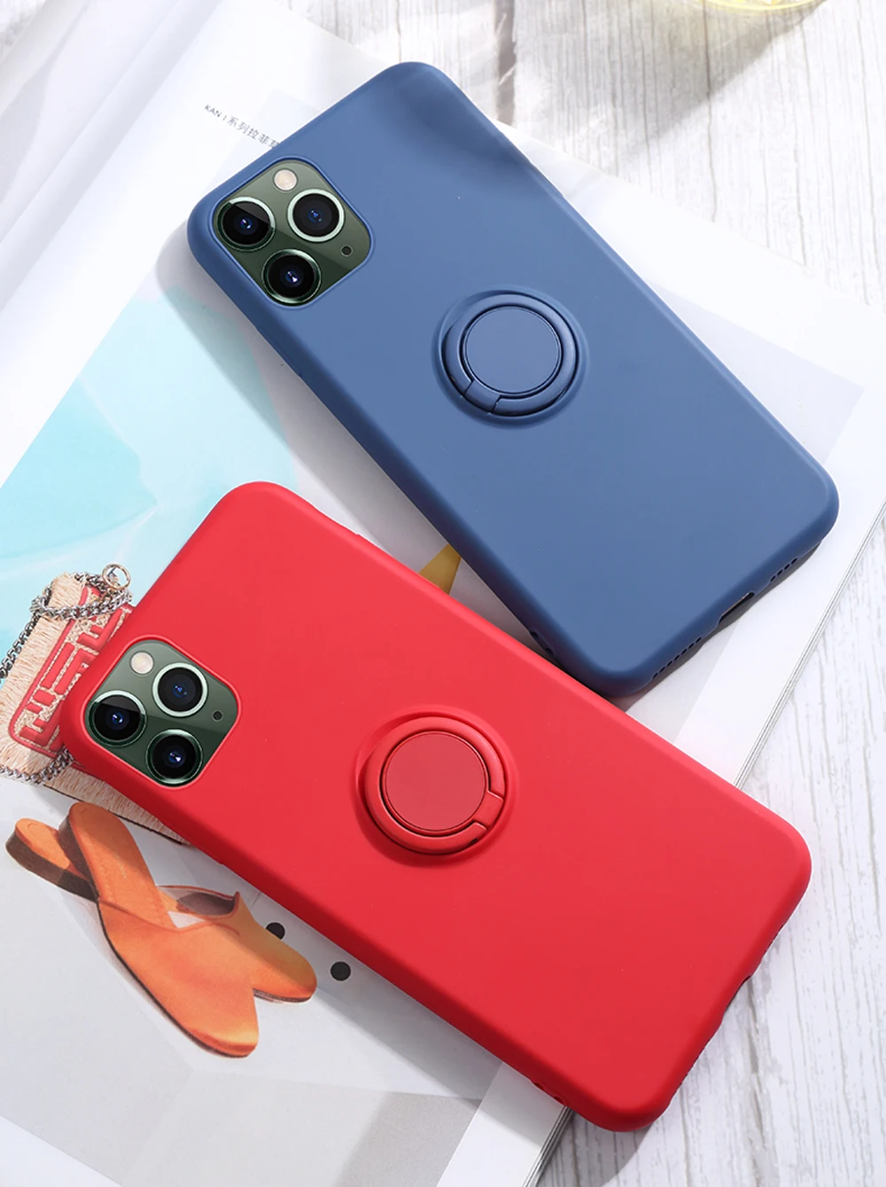 Мягкий силиконовый чехол, чехол для iPhone 7, 8, 6, 6S Plus, X, XS, S, 11 Pro, Max, XR, подставка для телефона, кольцо-держатель, противоударный защитный чехол для iPhone7 On