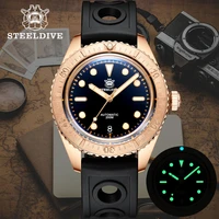 bronze mechanical watch germany imported cusn8 bronze steeldive official dive watch sd1965s pot cover bubble mirror nh35 watch