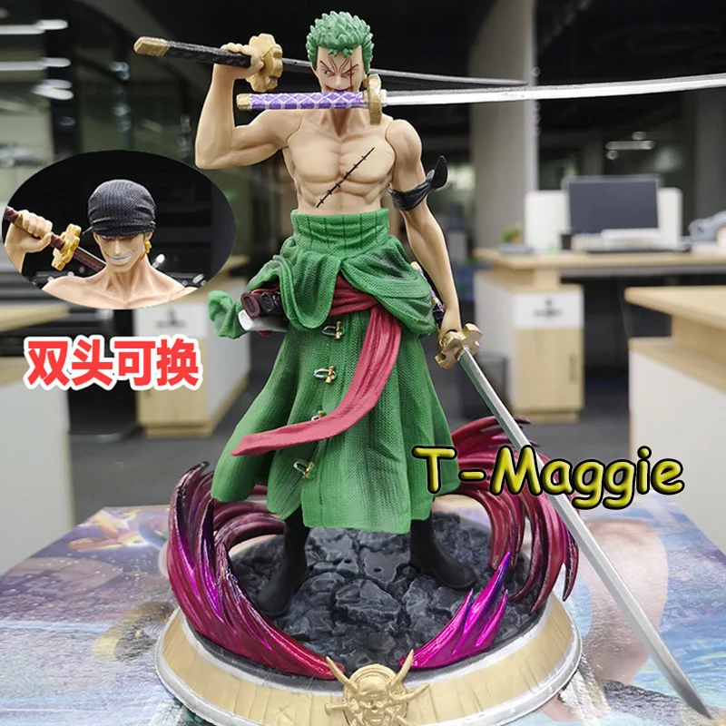 

Anime Figure One Piece Fantasy Roronoa Zoro Mito Stream Double Head PVC Action Figure Static Collection Ornaments Toys Gift 28CM