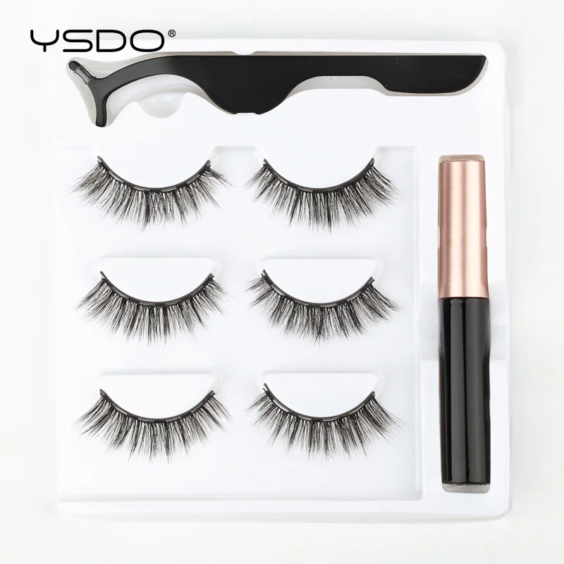 Магнитные ресницы 2/3 шт Пушистые Мягкие 3d норковые накладные Wispy магнитные жидкая