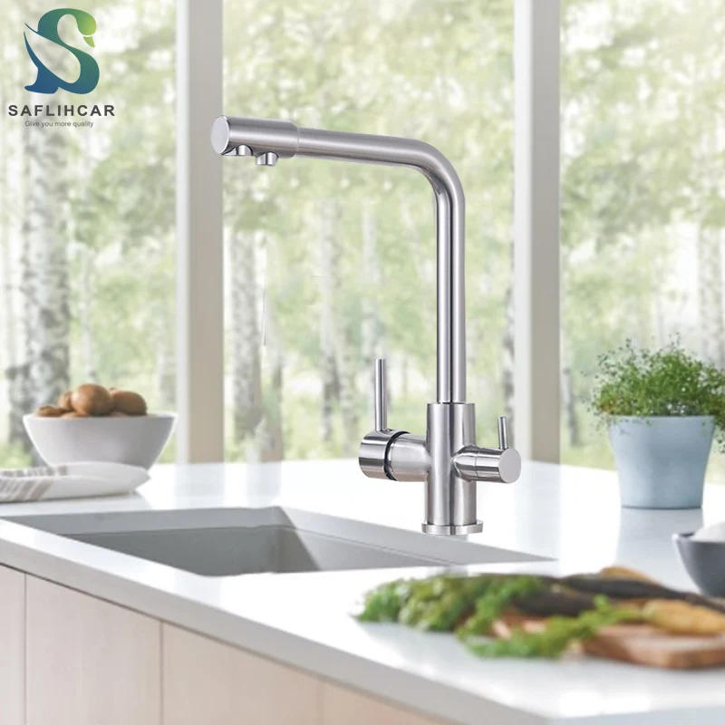 Кухонный смеситель из матового никеля современный кран для горячей и холодной