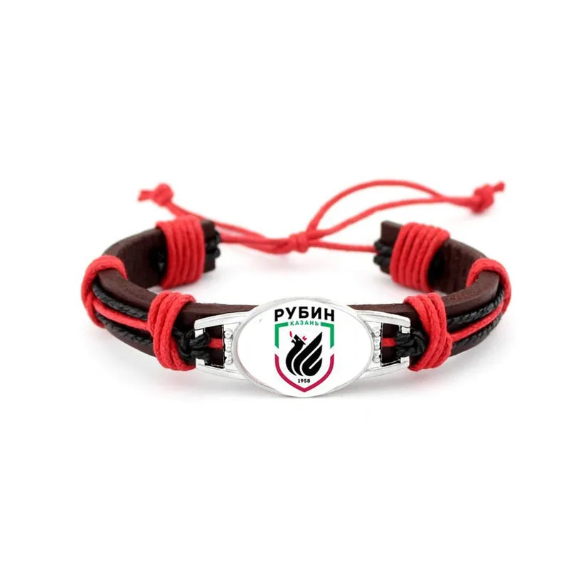 Russian Premier League Clubs Football Team Rubin Kazan DIY Hand Woven Adjustable Leather Bracelet Bangles Jewellery |