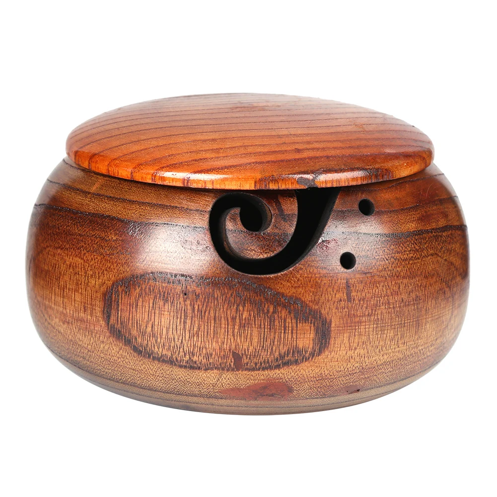 Экологичная Деревянная миска для хранения пряжи органайзер вязания вязаной