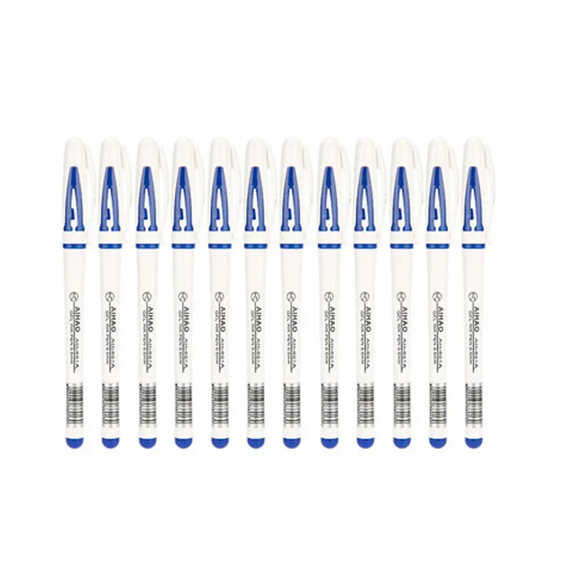 blue 12Pcs Топ Популярный бренд! Известный бренд AIHAO 801A 0,5 мм Кепки гелевая ручка экзамен необходимые для школьных и канцелярских товаров и плавность линий высокое качество - Цвет: blue 12Pcs