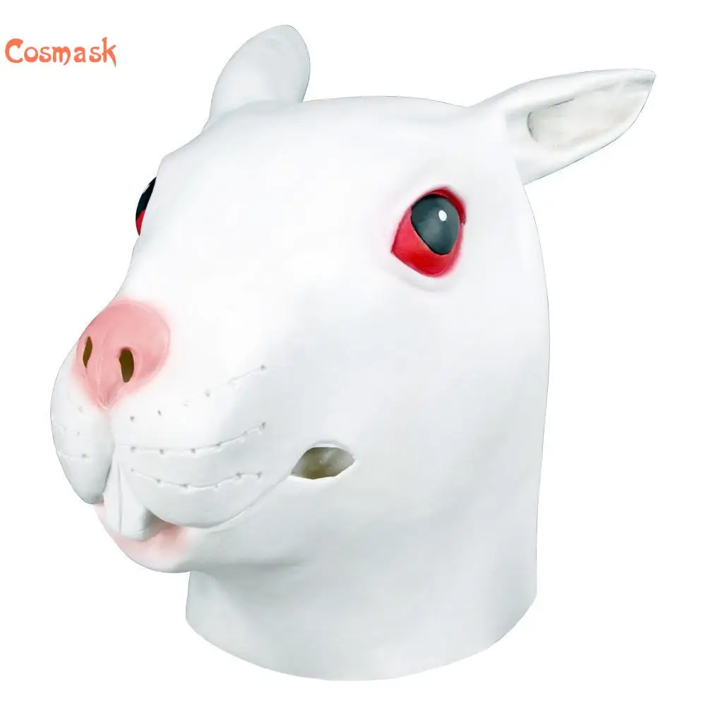 

Cosmask Halloween Cute Red Eyes Rabbit Latex Mask Cosplay Animal Mask For Halloween Party & Carnival Party Mask