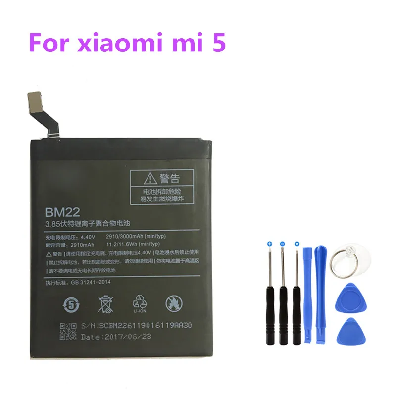 Бесплатные инструменты+ BM22 для Xiaomi mi5 встроенный аккумулятор 2910mah литий-ионные запасные аккумуляторы для Xiaomi 5 Mi5 M5 смартфон