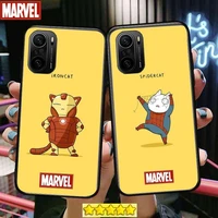 cats and marvel heroes phone case for xiaomi redmi poco f1 f2 f3 x3 pro m3 9c 10t lite nfc black cover silicone back prett mi 10