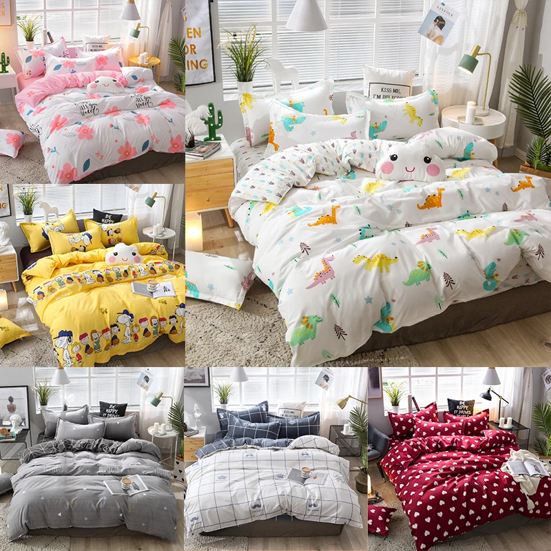 Классический Комплект постельного белья с динозавром из мультфильма льна и