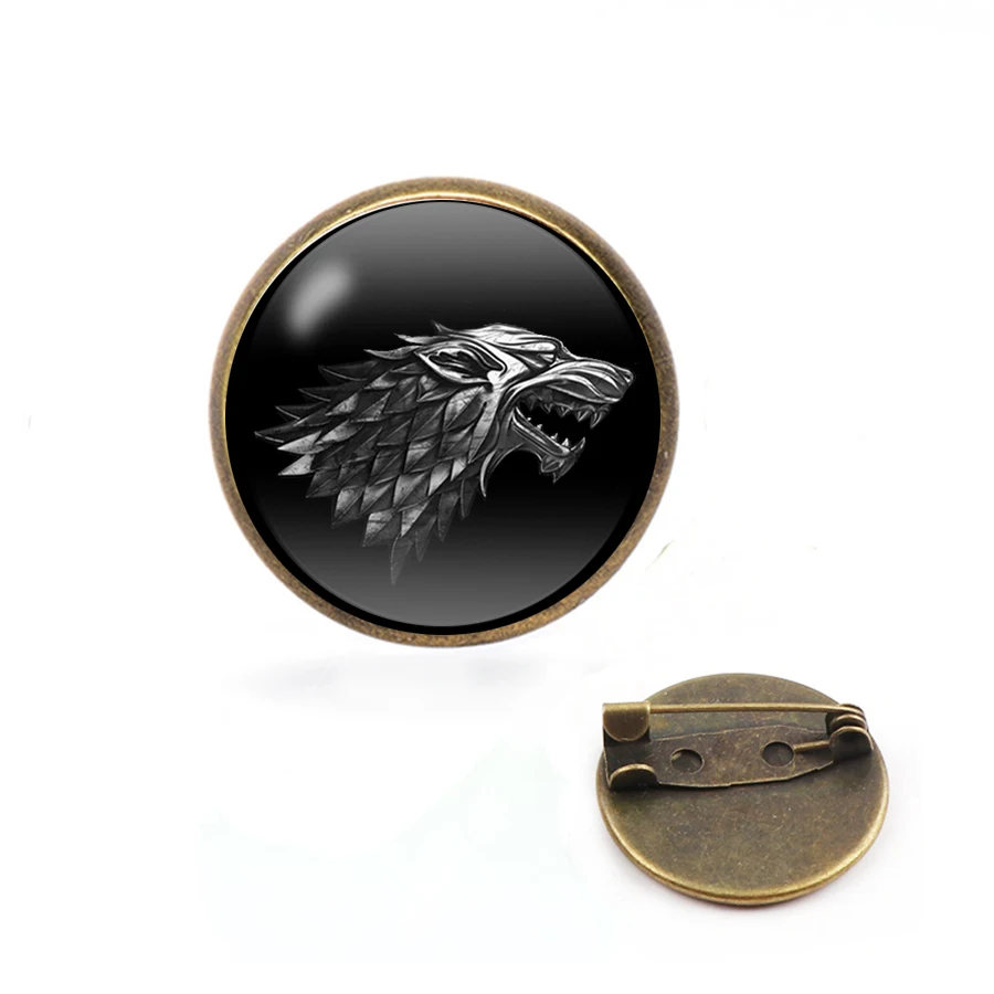 Игра Броши престолы дом Старк Черный волк готы ювелирные изделия очки кулон из