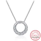Лидер продаж, модные изысканные круглые стразы CZ кулон ожерелье 925 стерлингового серебра полу круг ожерелье из циркона ожерелье для женщин, ювелирное изделие, подарок