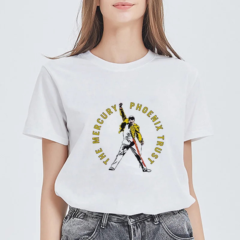 Showtly Freddie Mercury The Queen Band футболка женская оверсайз винтажные Женские повседневные