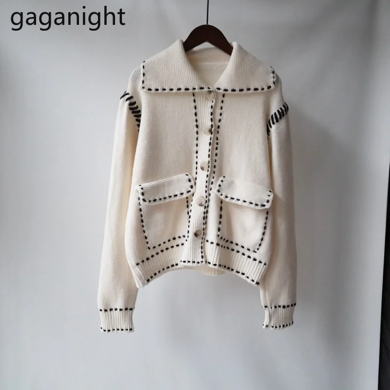 Gaganight Повседневный Женский Свободный вязаный кардиган оверсайз шикарная