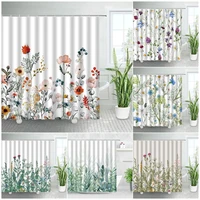 dandelion floral shower curtain set watercolor flowers natural plant leaves nordic simple decor bathroom fabric bathtub curtains