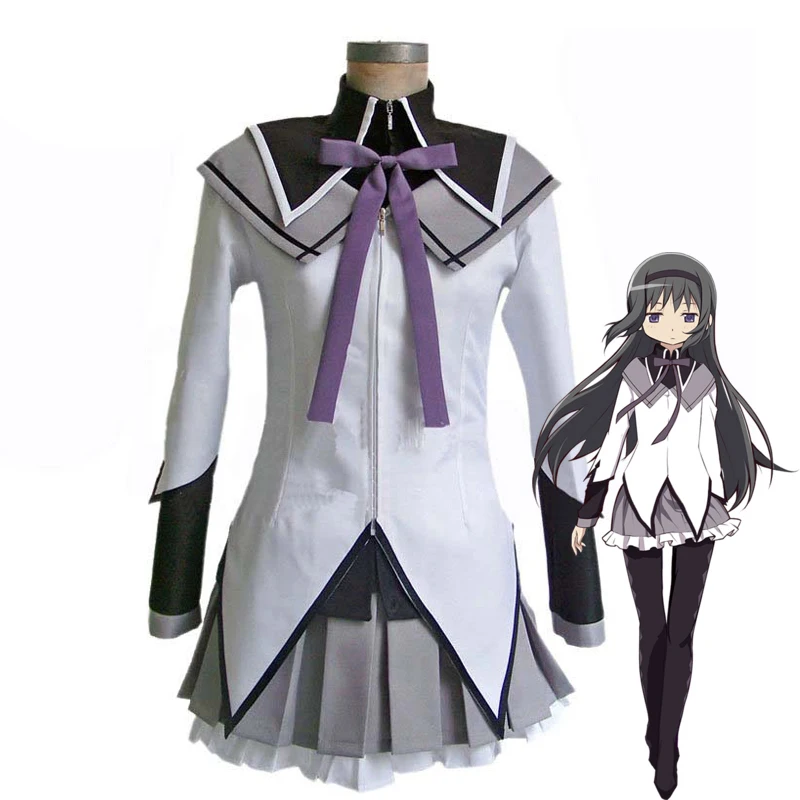 2020 косплей костюм из аниме Puella Magi Madoka Magica Akemi Homura длинные прямые черные волосы для