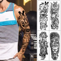 large arm sleeve tattoowaterproof full temporary tattoo sticker men demon eye lion body art tattoo girl