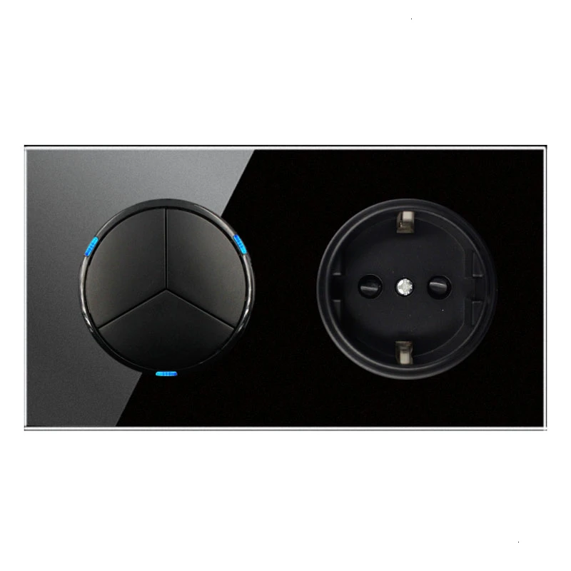 146 Тип 3 банда 2 способ Германия розетка Кристалл закаленное чистое стекло панель