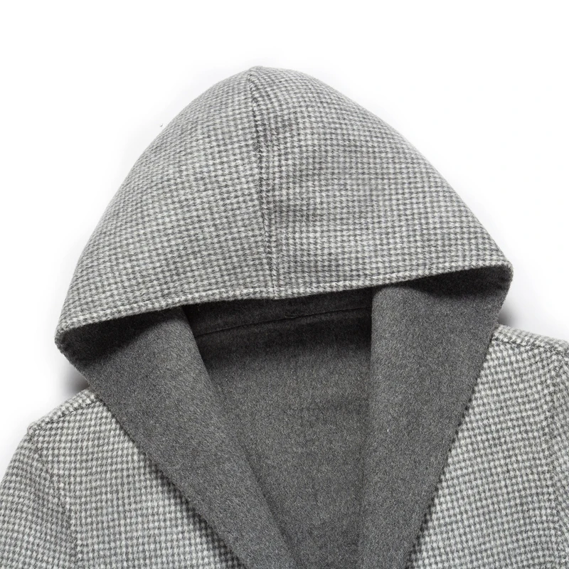 2019 осень и зима новое двустороннее шерстяное пальто с капюшоном карманами