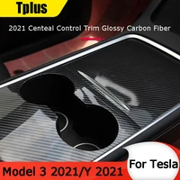 tplus model 3 central control decorative patch for tesla model y 2021 glossy carbon car protective film interior accessories