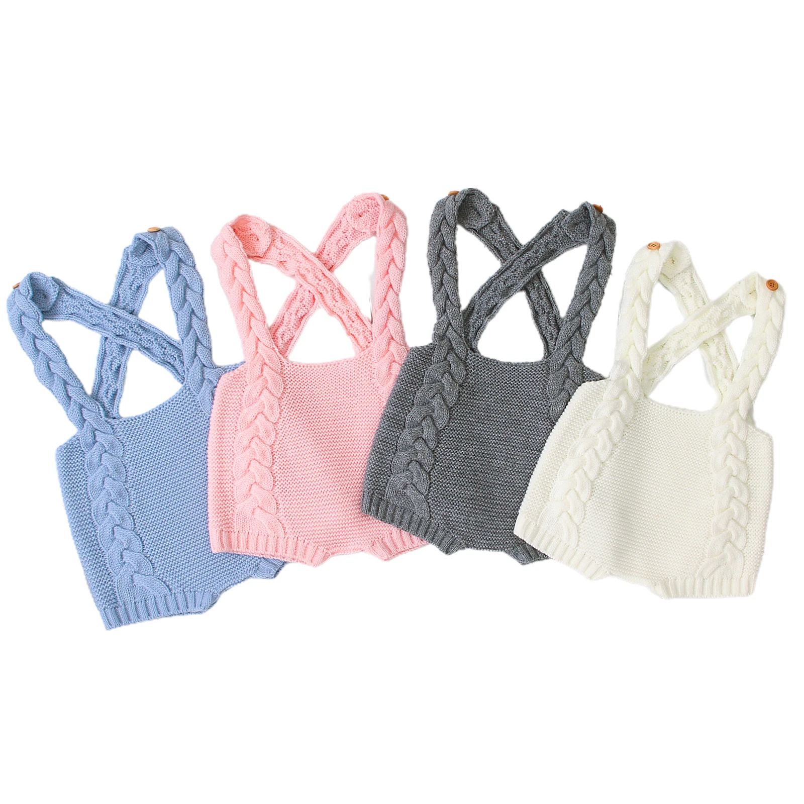 

Breathable Infant Kids Suspender Pantyhose Spring Autumn Baby Girl Boy Cute Solid Color Knitted Pants Sleeveless Short Jumpsuit