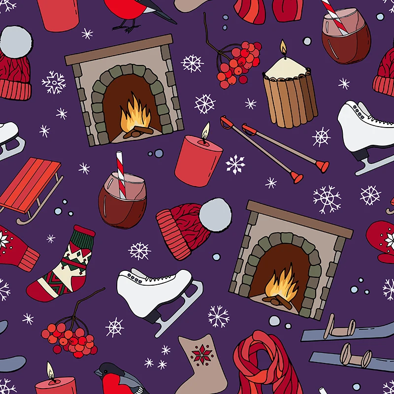 Полиэстеровая атласная ткань с принтом на заказ Рождественский элемент комиксы