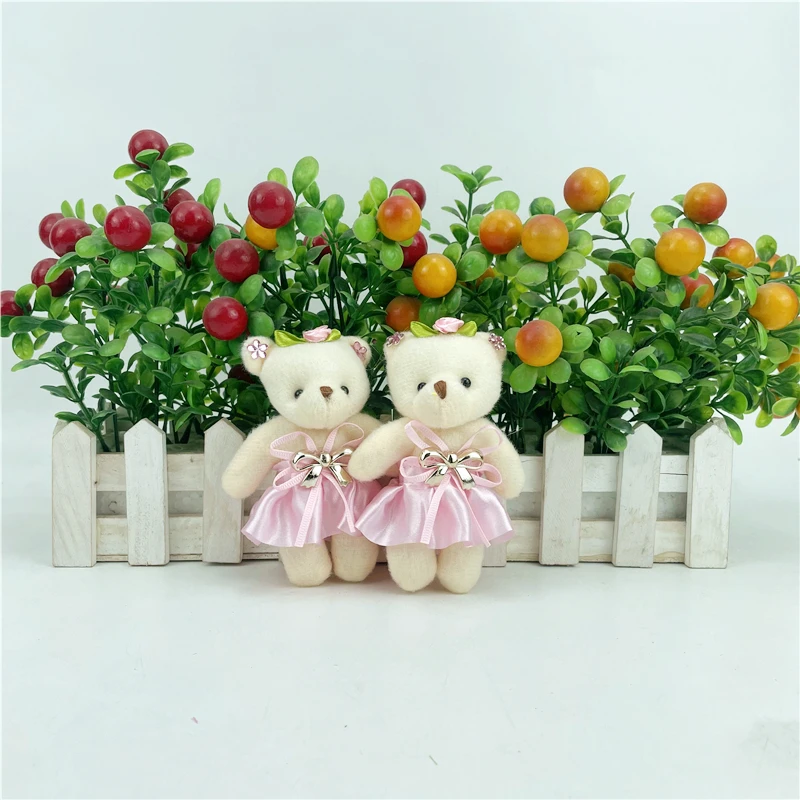 12 шт./лот Цветочные букеты см Мишка Тедди Мягкие плюшевые игрушки милое платье