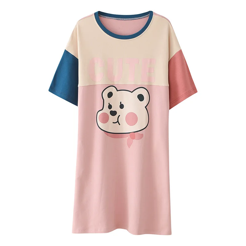 

Pajamas Ladies Summer Knitted Cotton Pullover Round Neck Pajamas Lovely Home Leisure Home Service Ladies