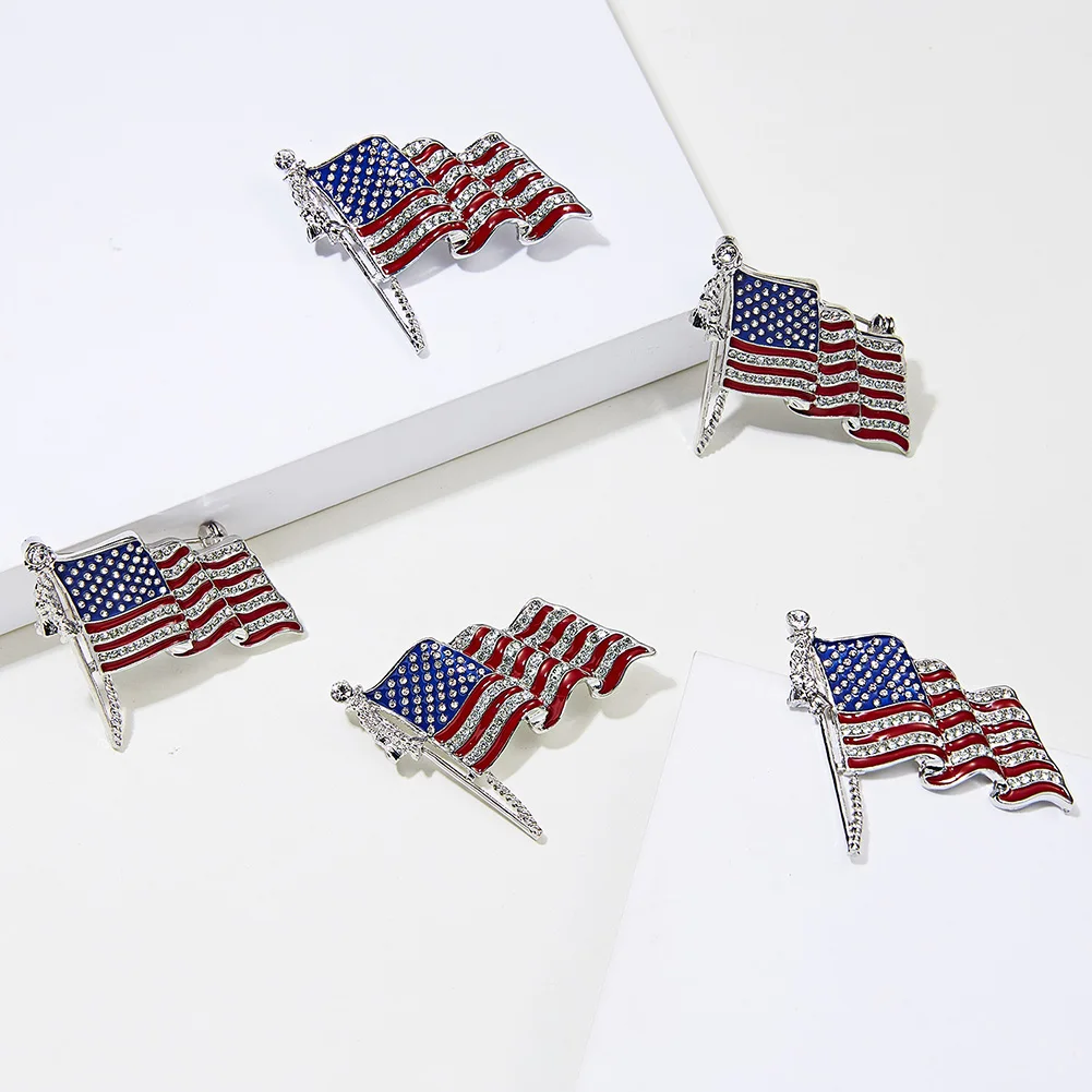 Американский флаг США Национальный звезда значков на булавке Брошь со стразами