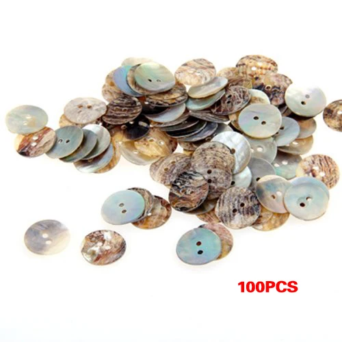 100 x 15 mm Pearl Mussels Round Buttons |