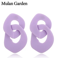 mg trendy double round purple acrylic earrings for women fashion pink white acetate resin earrings stainless steel jewelry