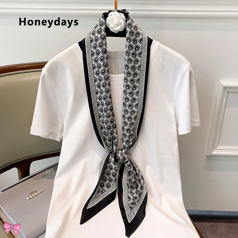 

Luxury Brand Horsehead Pattern Design Narrow Long Scarf Chiffon Silk Tie Femme Neckerchief Neck Hair Scarves Fashion Head Scarfs