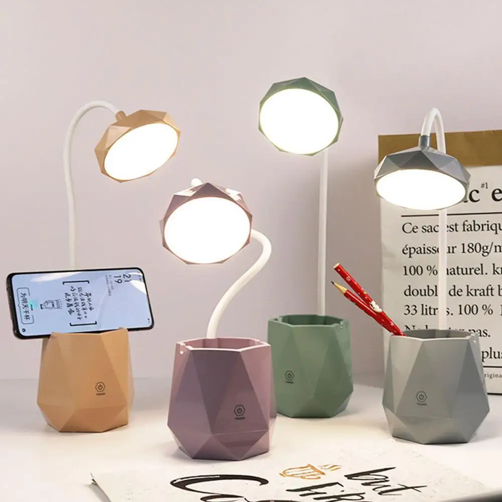 

ABS Table Lamp For Student Pen Storage Phone Holder Multifunctional Desk Lamp 3 Gear Brightness Bedside Night Table Lamp Light